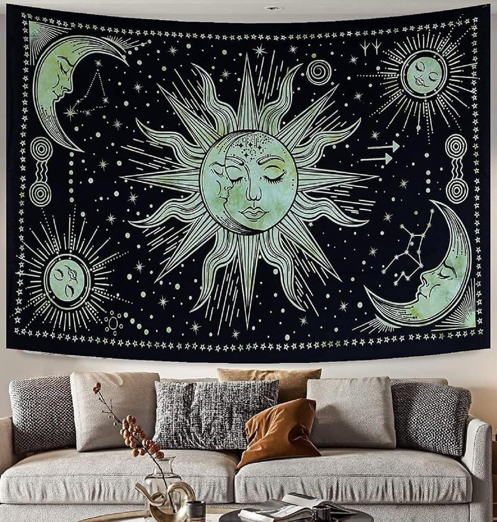 Tapiserie sun moon star spiritual asthetic rainbow bumbac Casa - Accesorii si Decoratiuni Naty Shop Salutări 210L X 140B Cm