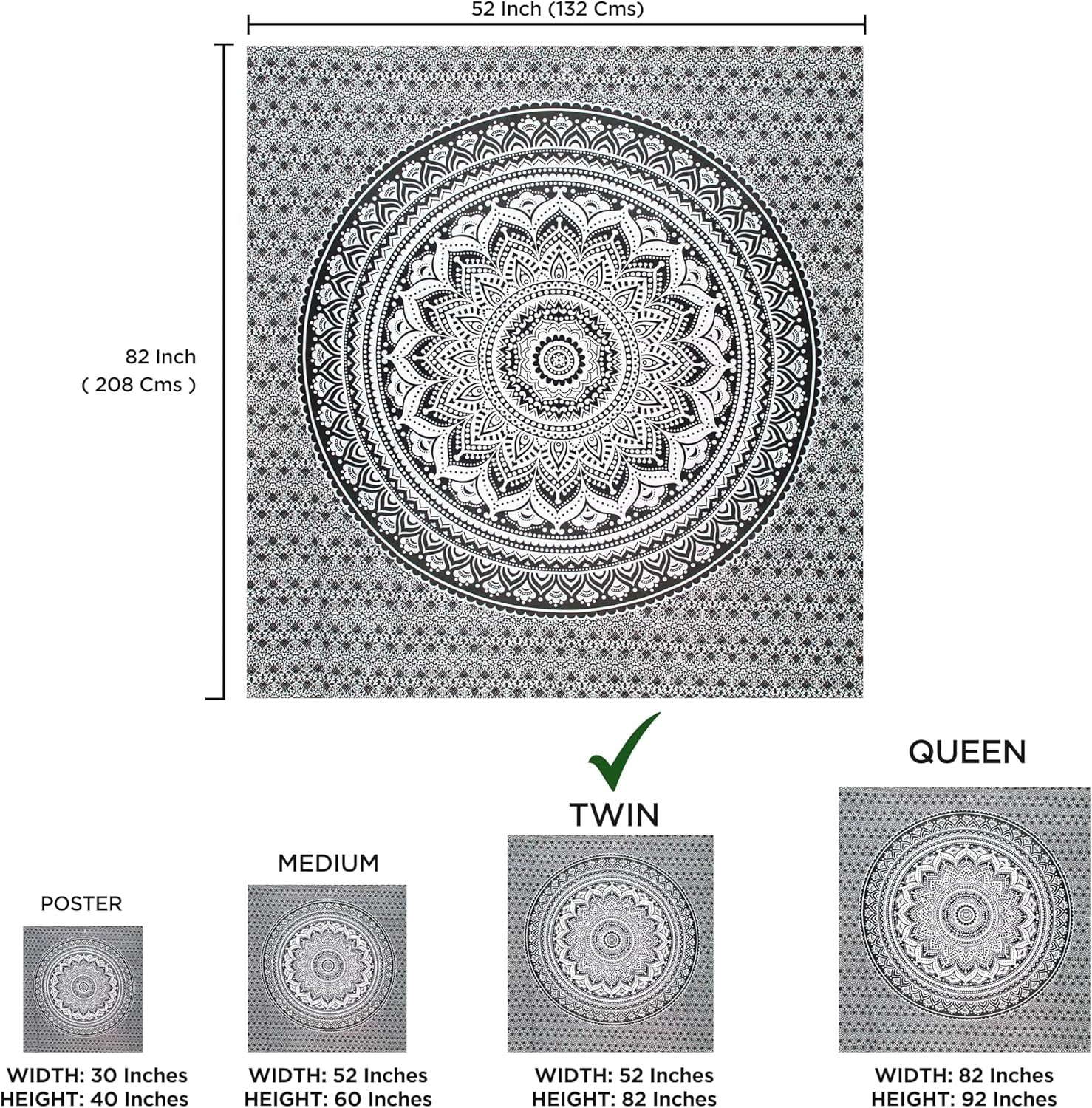 Tapiserie tapiterie mandala grey black wall cloth Casa - Accesorii si Decoratiuni Naty Shop