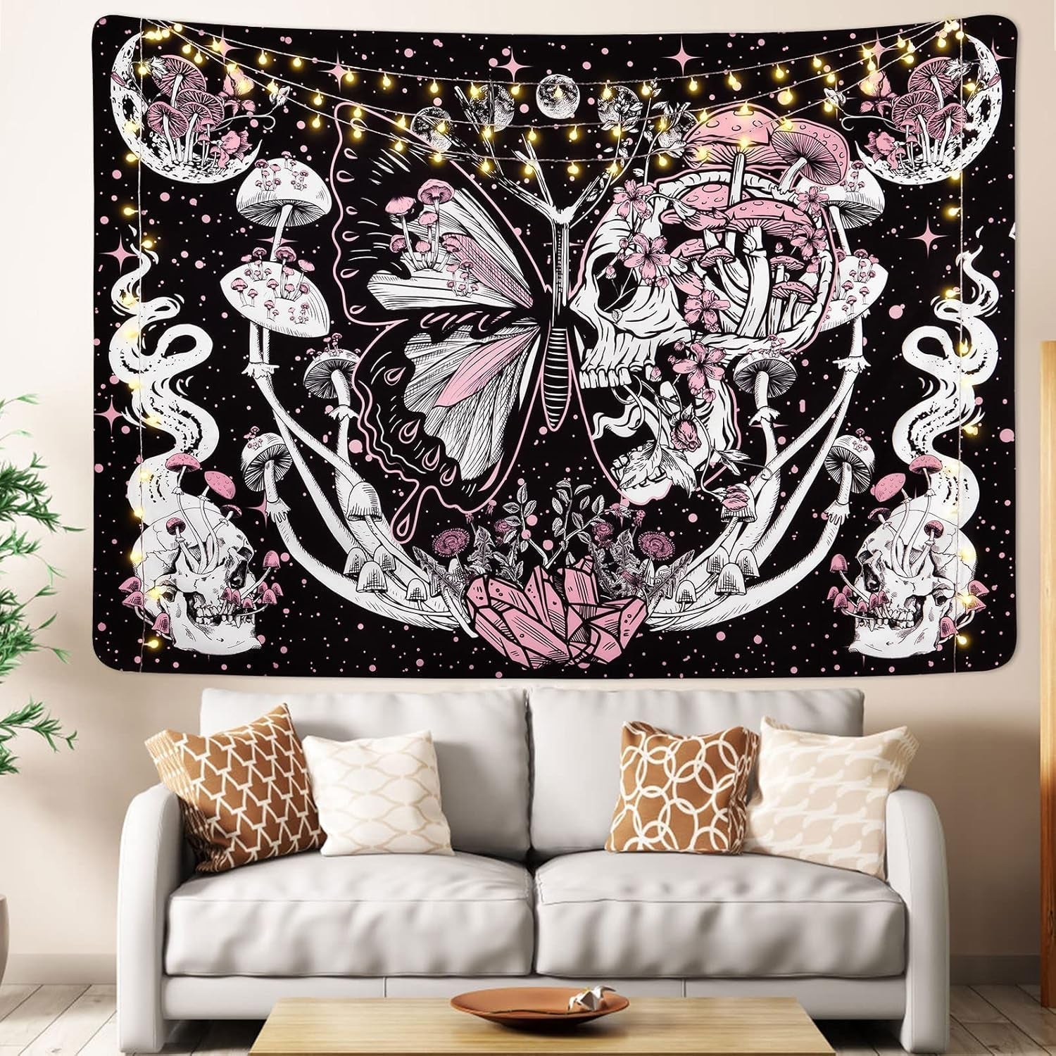 Tapiserie yrendenge fluturi schelet ciuperci casa stele luna Casa - Accesorii si Decoratiuni Naty Shop