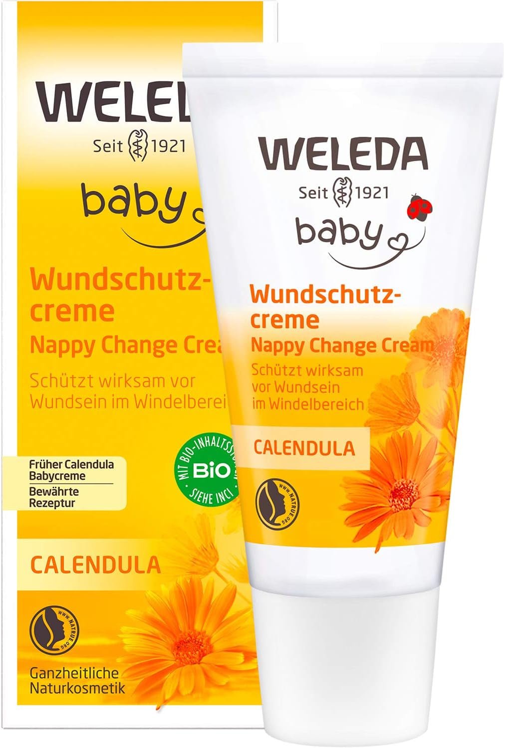 WELEDA Organic Baby Calendula Wound Protection Cream 75ml - Cosmetice naturale unguent pentru răni / cremă pentru bebeluși pentru protecția pielii sensibile a bebelușului în zona scutecelor. Ajută la roșeață, piele iritată și durere Copii - Baie si Skincare Naty Shop Cremă de protecție a rănilor 30 Ml