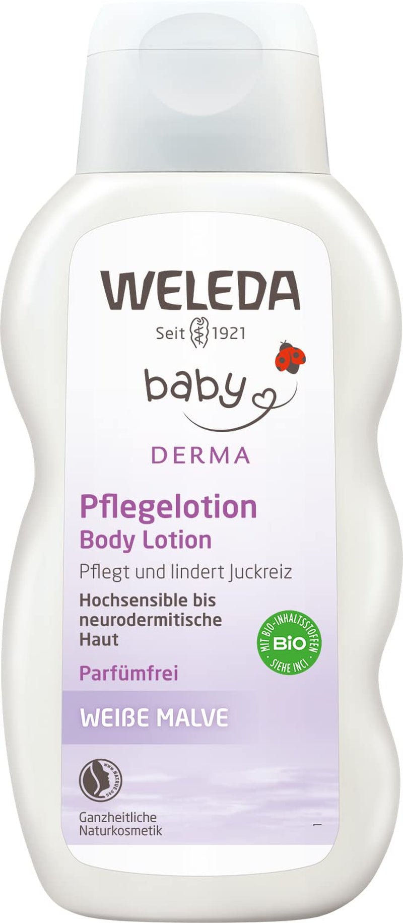 WELEDA Organic Baby Derma White Mallow Care Lotion - Cosmetice naturale Loțiune hidratantă pentru corp pentru calmarea și îngrijirea intensivă a pielii foarte sensibile, neurodermice și uscate (1 x 200 ml) Copii - Baie si Skincare Naty Shop