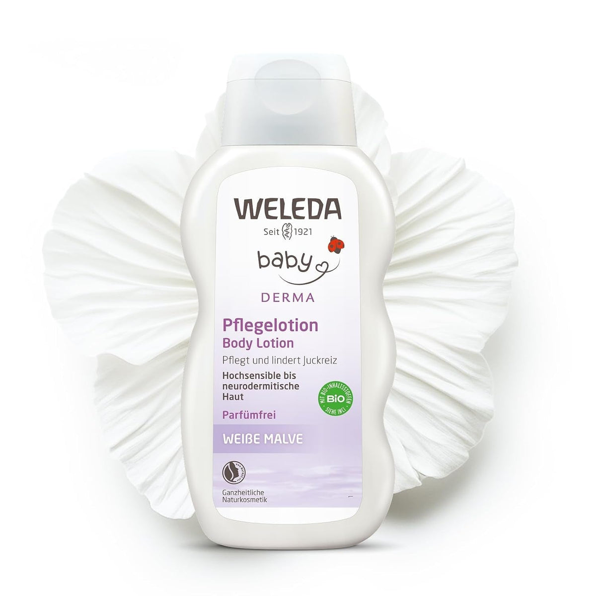 WELEDA Organic Baby Derma White Mallow Care Lotion - Cosmetice naturale Loțiune hidratantă pentru corp pentru calmarea și îngrijirea intensivă a pielii foarte sensibile, neurodermice și uscate (1 x 200 ml) Copii - Baie si Skincare Naty Shop Titlu implicit